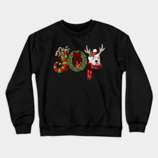 Christmas Joy Dwarf Stocking Reindeer White Boxer Crewneck Sweatshirt